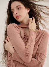 French long-sleeved knitted skirt dress